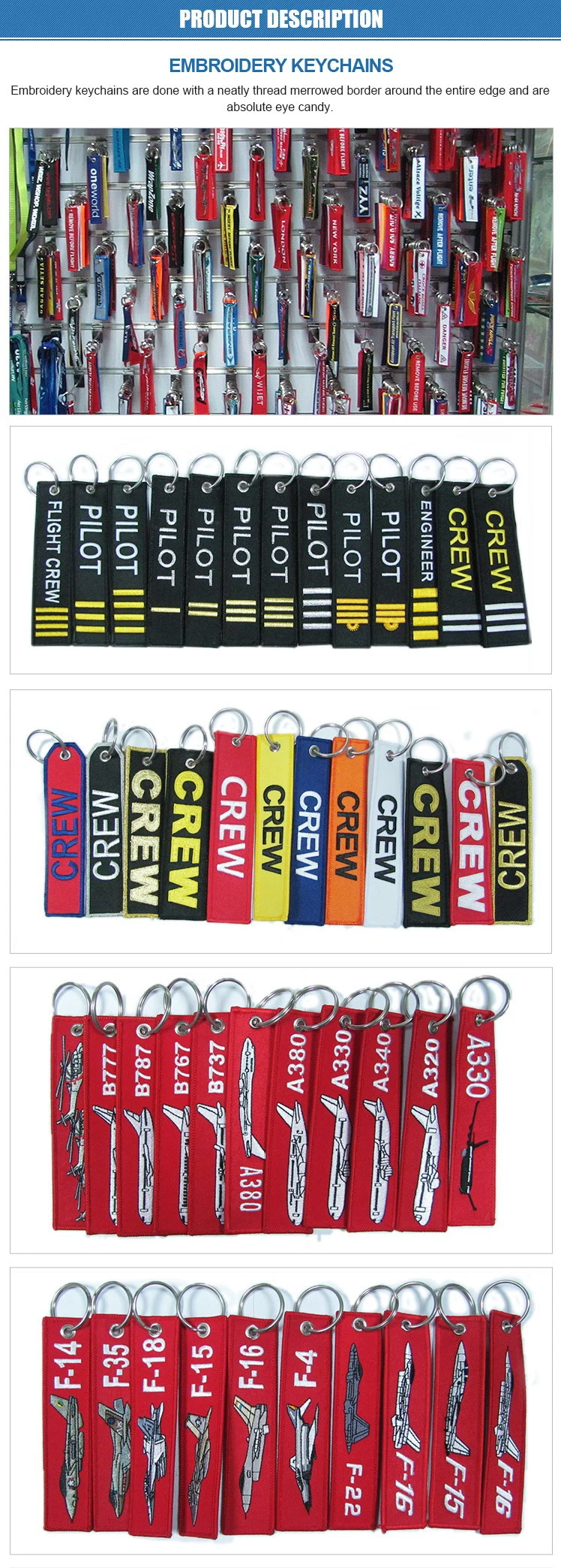 Wholesale Customized Remove Luggage Tag Label Before Embroidery Keyring Flight for Logo Woven Keychains