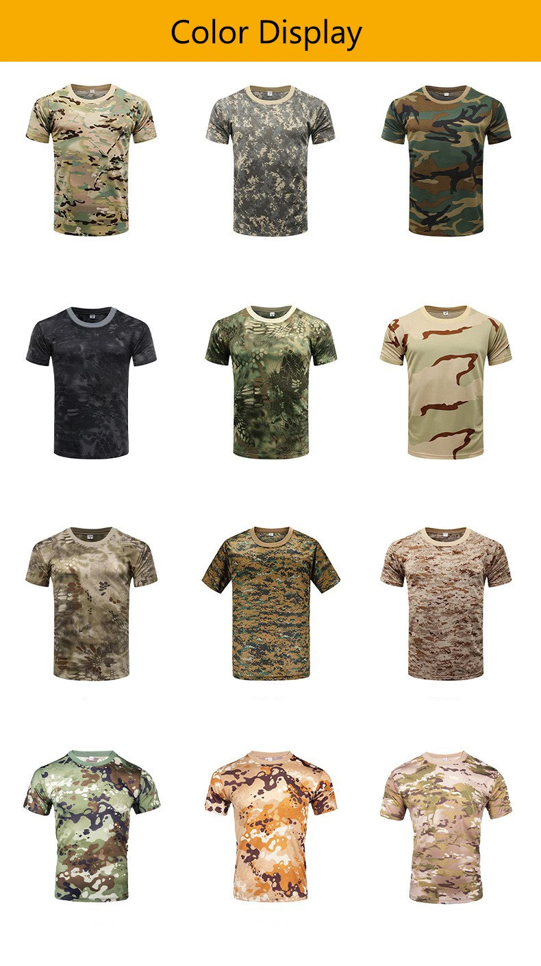 New Design Tactical Camouflage Uniform T-Shirt Camouflage Shirt Outdoor Men&prime;s Camo Clothes Lightweight Round Neck Tactical Quick-Drying Short-Sleeved T-Shirts