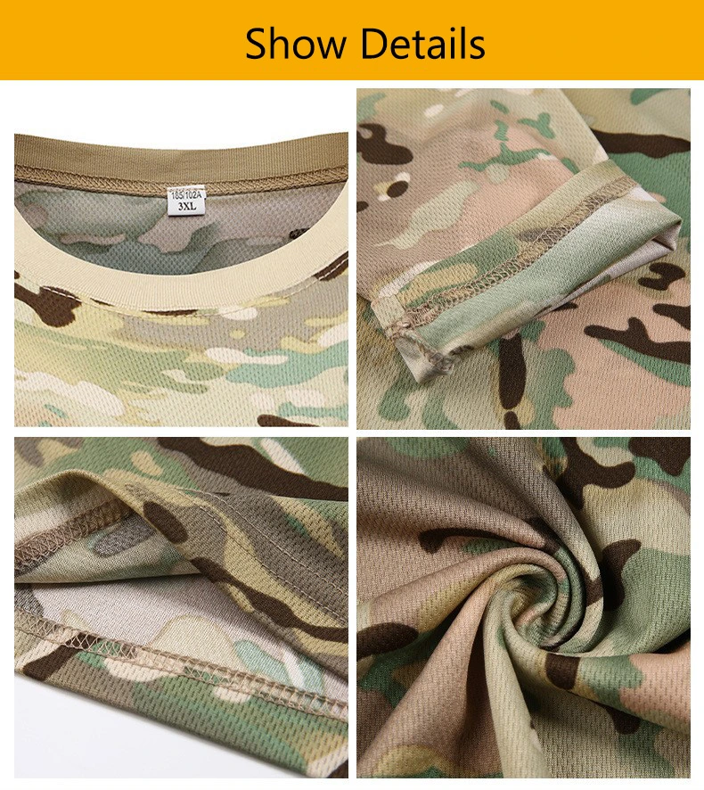 New Design Tactical Camouflage Uniform T-Shirt Camouflage Shirt Outdoor Men&prime;s Camo Clothes Lightweight Round Neck Tactical Quick-Drying Short-Sleeved T-Shirts