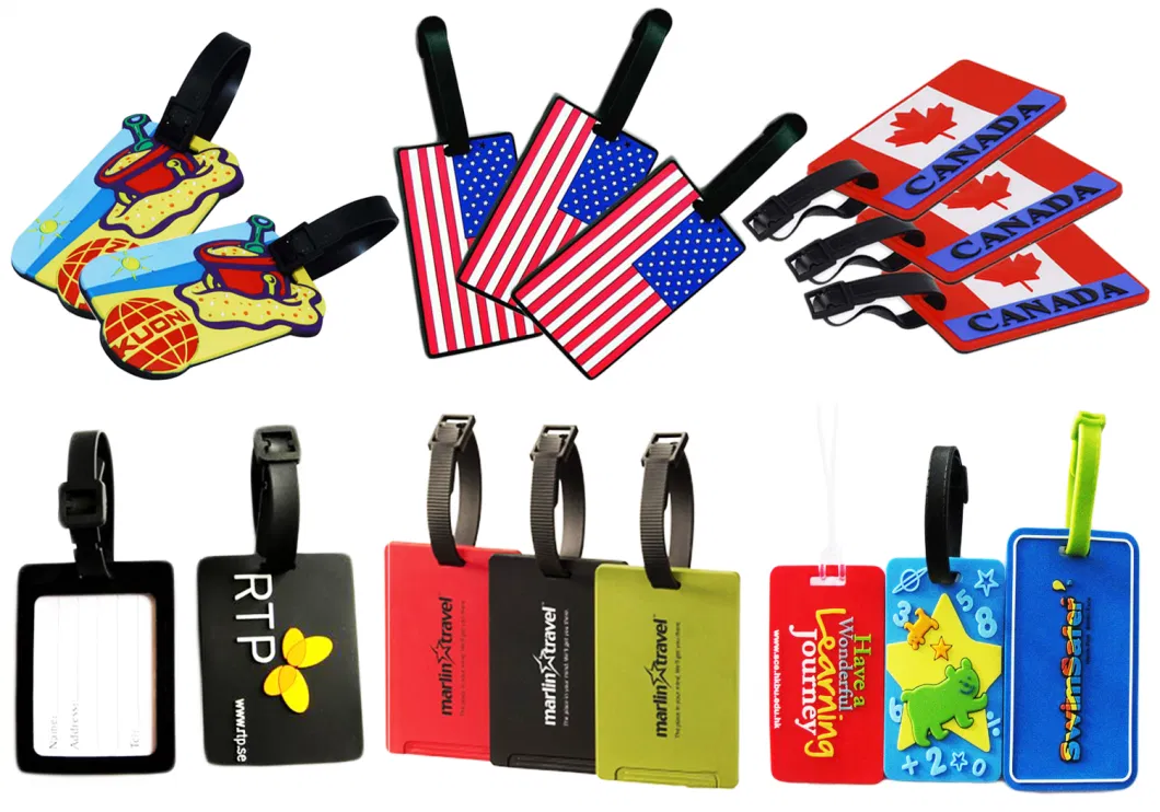 5% off Free Sample Custom Design Logo Standard Size Yello Zelda Zodiac Travel Rubber Airline with Loop Strap Rubber Soft PVC Bag Luggage Tag
