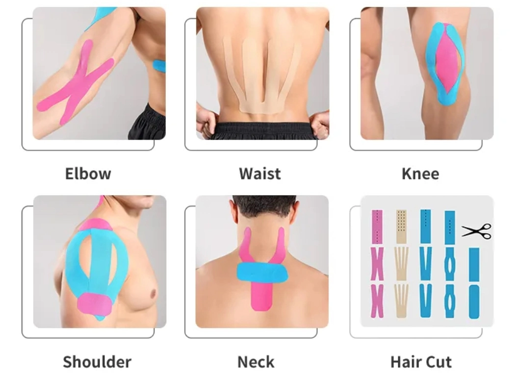 Colorful Precut Sports Sleeve Casting Support Therapy Elastic Adhesive Wound Dressing Fixation Muscle Body/Facial/Boob/Finger/Football Medical Kinesiology Tape