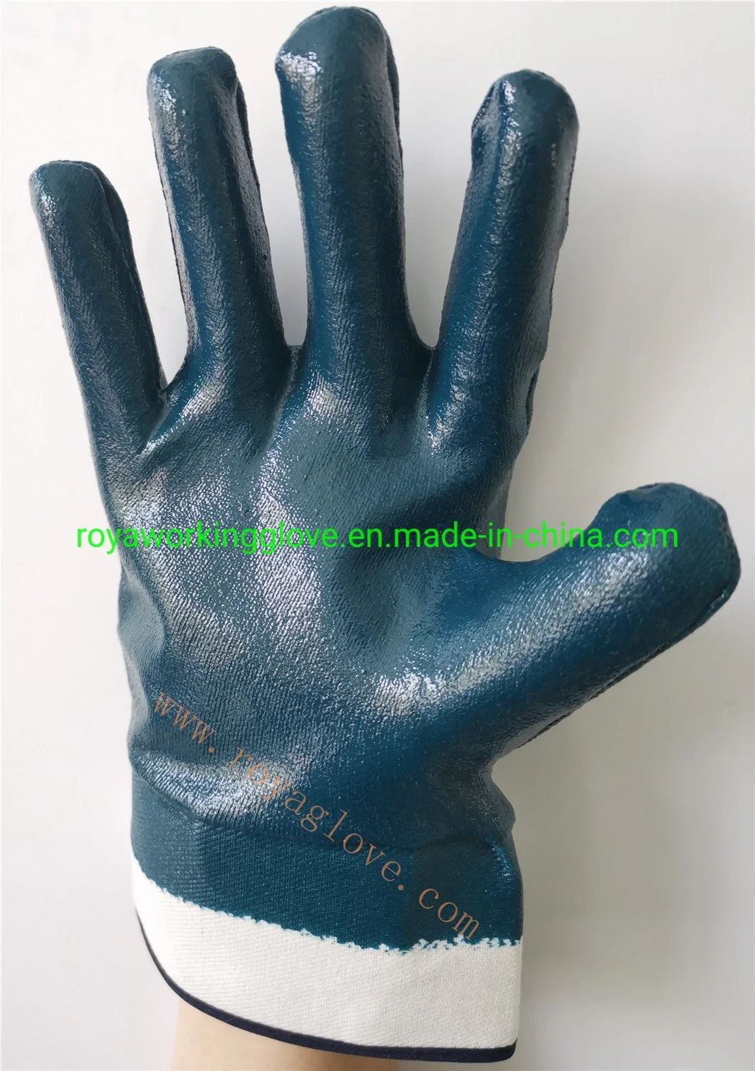 Cotton Jerser Safety Cuff Nitrile Fully Coated Hot Oil Proof Work Gloves /Heavy Duty Industry Working Gloves /Oil Exploitation Work Gloves for Men