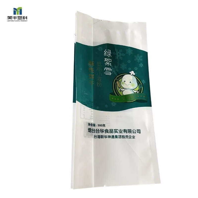 Custom Label Plastic Packaging Food Grade Rice Side Gusset Quad Side Sealed Stand up Pouch Flour Packaging