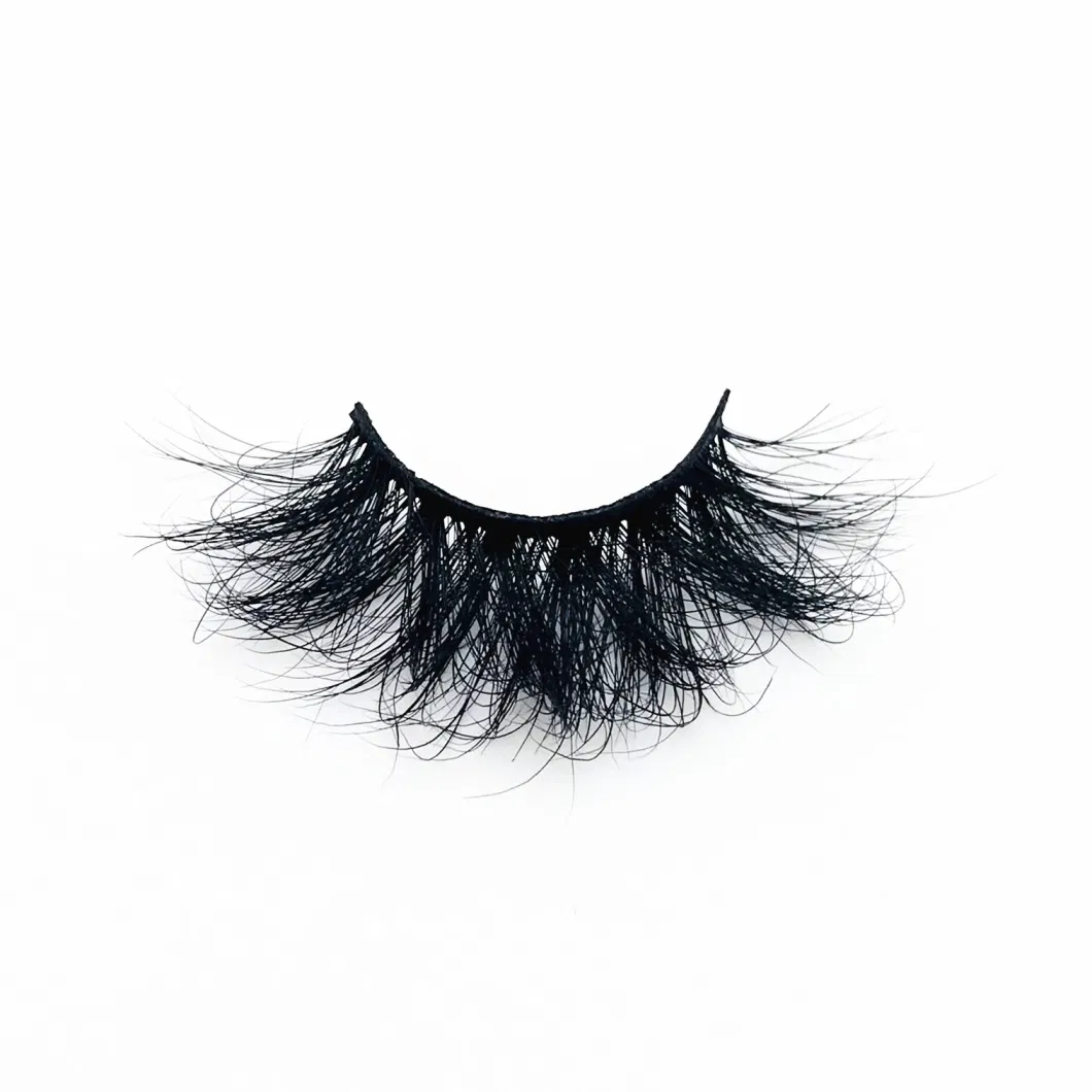 Private Label 100% Real Mink 5D 3D 25mm Messy Volume Fluffy Long Mink Lash Drama Soft Band Eyelashes708e