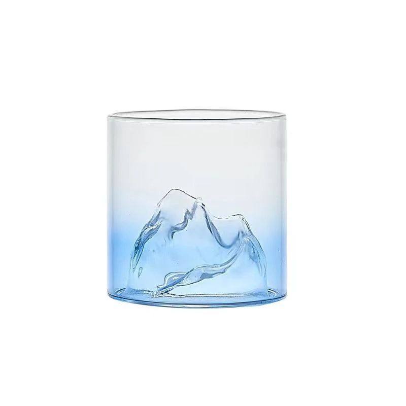 Factory Price Round Mouth Stemless Whiskey Glass Snow Mountain FUJI Style Wine Cup