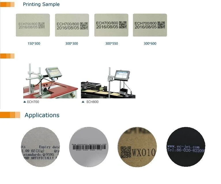 Label Printing Machine High Resolution Inkjet Printer for Barcode (ECH700)