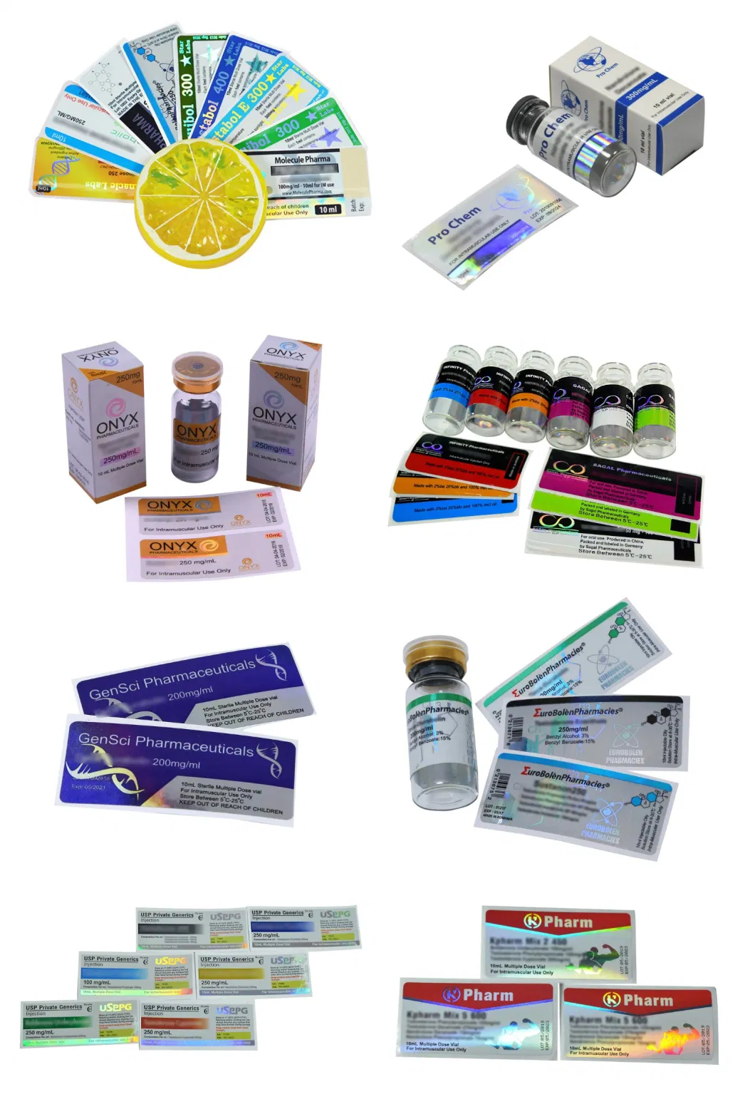 Custom Free Design 2ml 10ml Hologram Medical Vial Labels