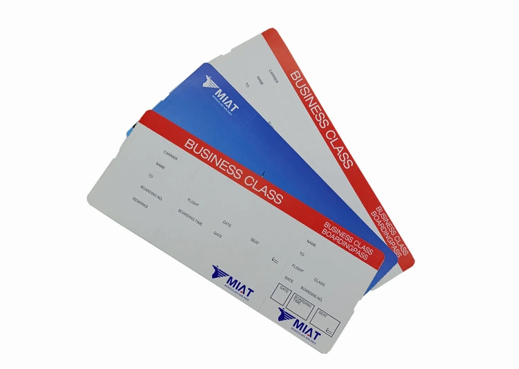 High Quality Custom Thermal Airline Boarding Pass Paper Luggage Tags Booking Flight Ticket.