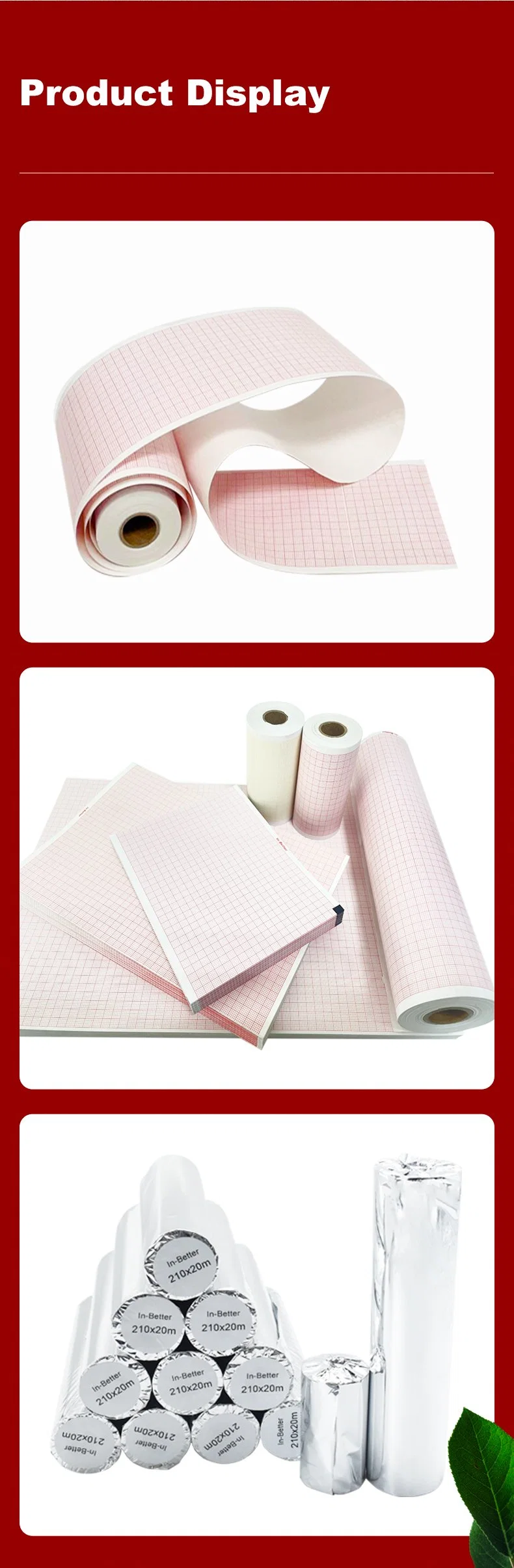 Custom Size Thermal ECG Paper Roll Professional Top Eco-Friendly Grade ECG Medical Thermal Paper Rolls