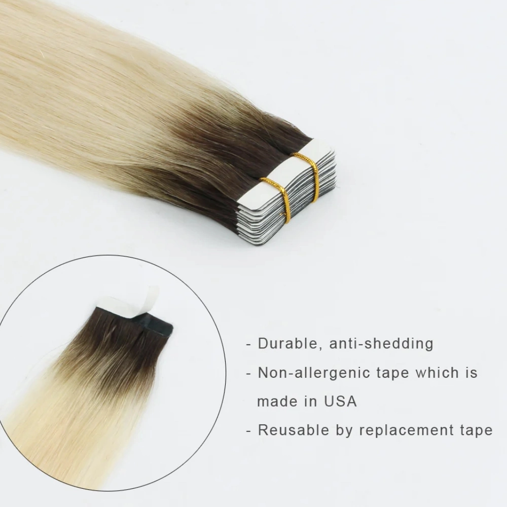 Seamless Injected Hand-Tied Tape in Human Hair Extension Colored Invisible Hand Tied Tape Hair