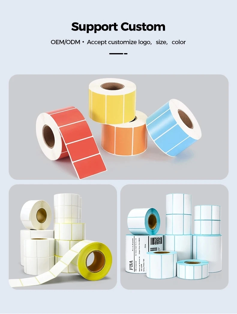 Customized Continuous Waterproof 40 X 30 Courier Barcode Label Sticker Rolls Thermal Printer Labels
