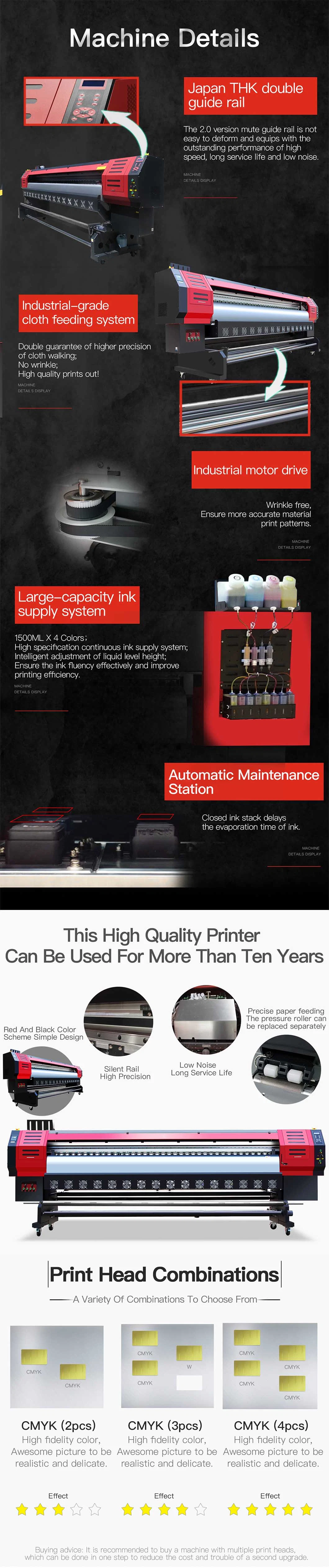 1.8m/3.2m Optional Digital Wallpaper Sticker Vinyl Eco Solvent Printer