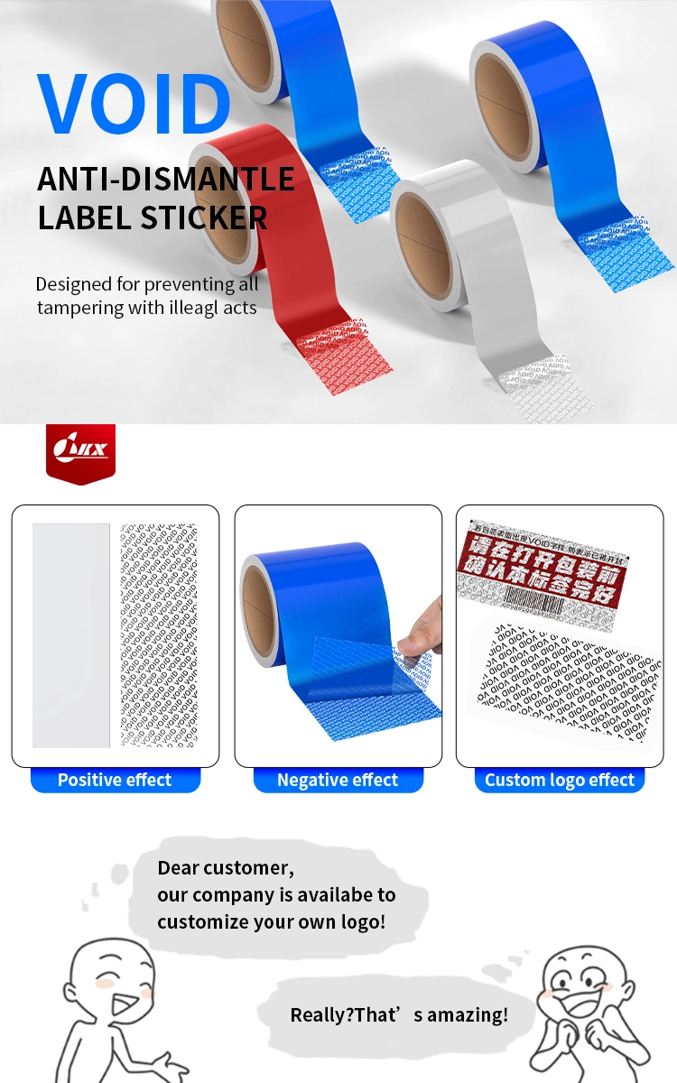 Custom Logo Warranty Anti-Fake Label Printing Security Seal Reminder Void Sticker Anti-Counterfeiting Labels for Packaging