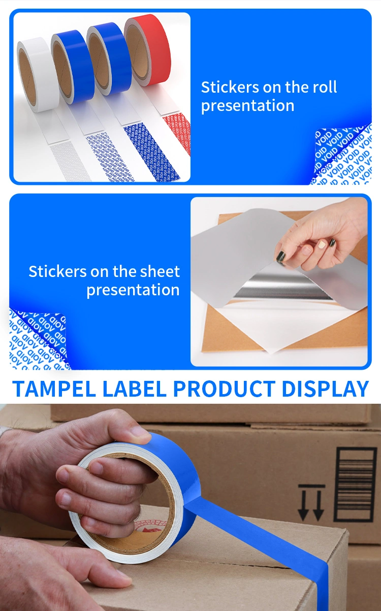 Custom Logo Warranty Anti-Fake Label Printing Security Seal Reminder Void Sticker Anti-Counterfeiting Labels for Packaging