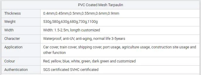 Wholesale Custom Logo Tarp Industrial Side Truck Curtain Anti-Dust Waterproof Anti-Wrinkle PVC Mesh Coated Tarpaulin