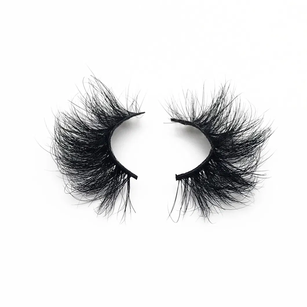 Private Label 100% Real Mink 5D 3D 25mm Messy Volume Fluffy Long Mink Lash Drama Soft Band Eyelashes708e