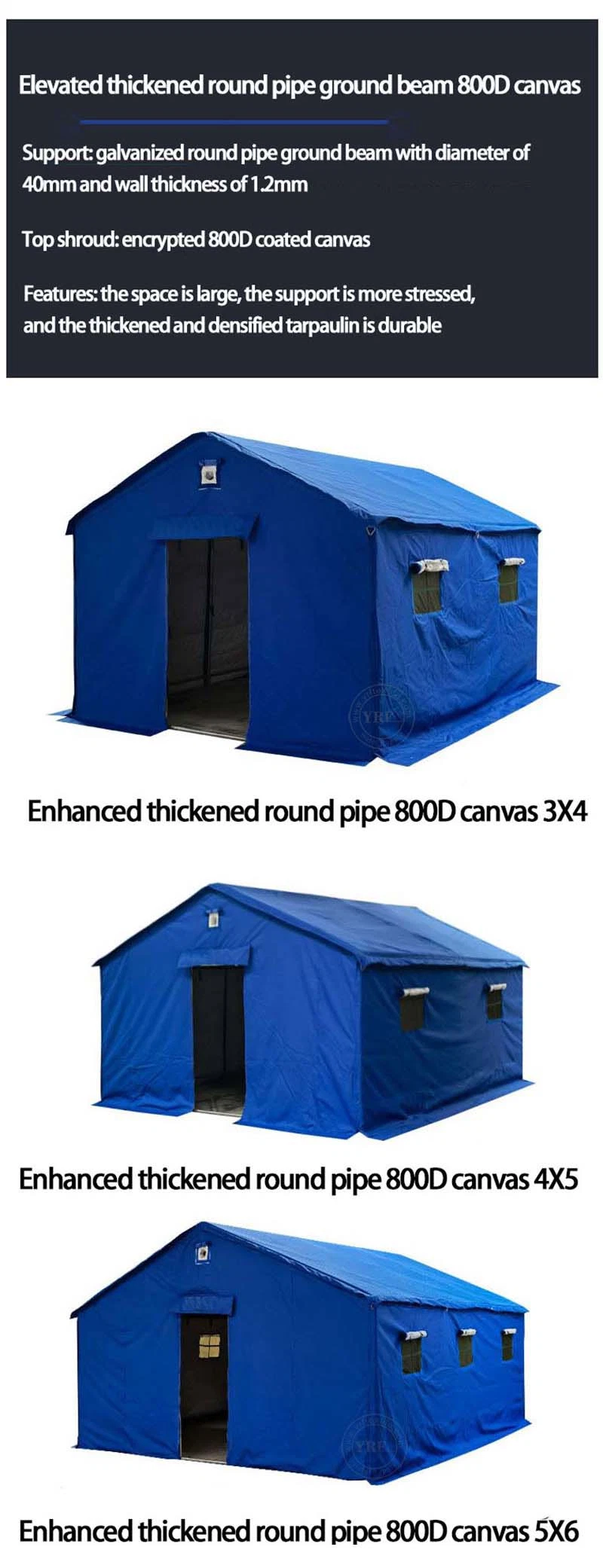 China Emergency Tents Relief Troops Style Tear-Resistant Fabric Easy to Build Olive Green Tent Impermeable 28 Person Tents Outdoor Big Winter Tent Cold-Proof