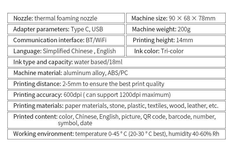 Handheld Sticker Digital Inkjet Portable Color Printer