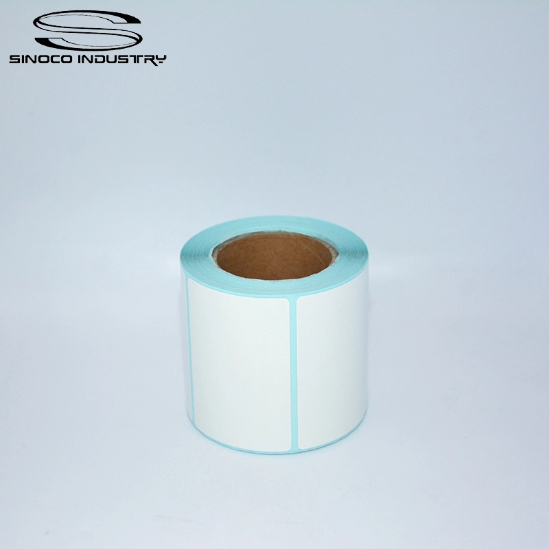 Customized Size Roll Blue Glassine Scale Sticker Direct Thermal Self Adhesive Label