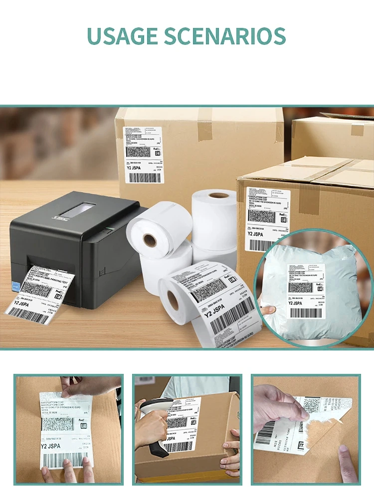 Manufacturer Supply Logistics Tracking 4&quot; X 6&quot; Self Adhesive Sticker 100*150mm Thermal Printer Label Waterproof for Shipping