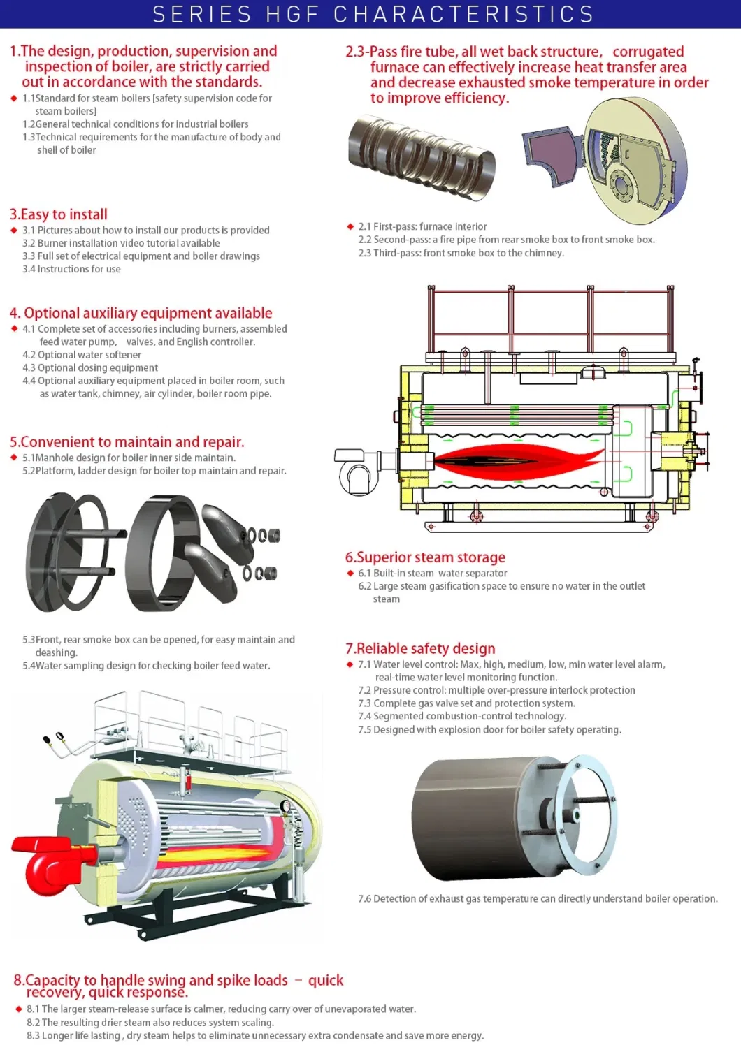 4ton/H Industrial Gas Heating Steam Boiler for Yarn Dyeing Machine