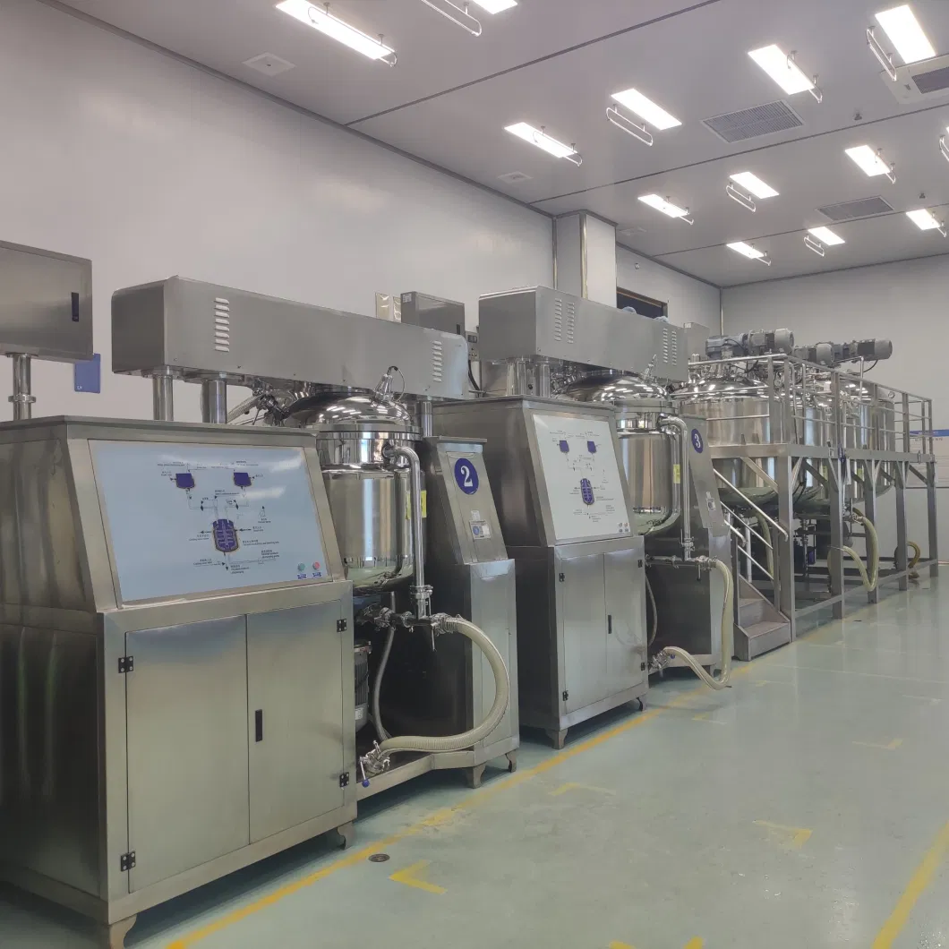 Automatic Vacuum Homogenizing Mixer Machines Toothpaste Mixer Face Cream Body Lotion Making Machine Emulsifying Three Layer Tank