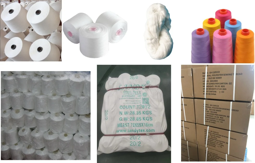 China Manufacturer Raw White Spun Polyester Yarn for Dyeing Colors Sewing Thread