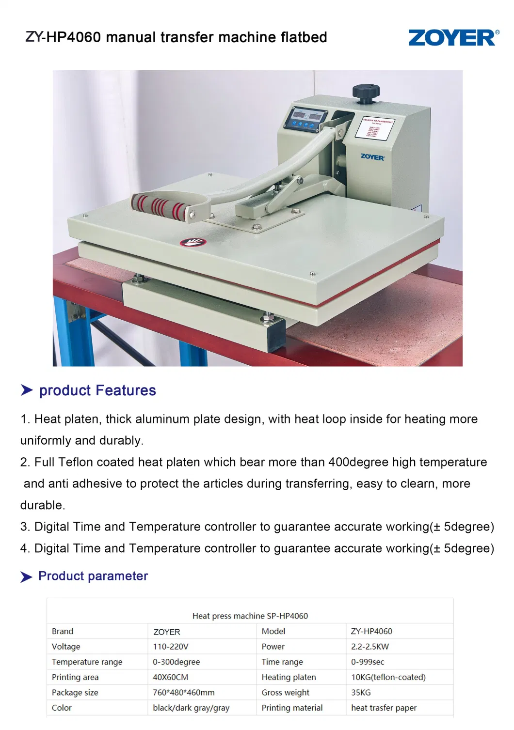 Zy4060 T Shirt Model Flatbed Heat Transfer Printing Machine