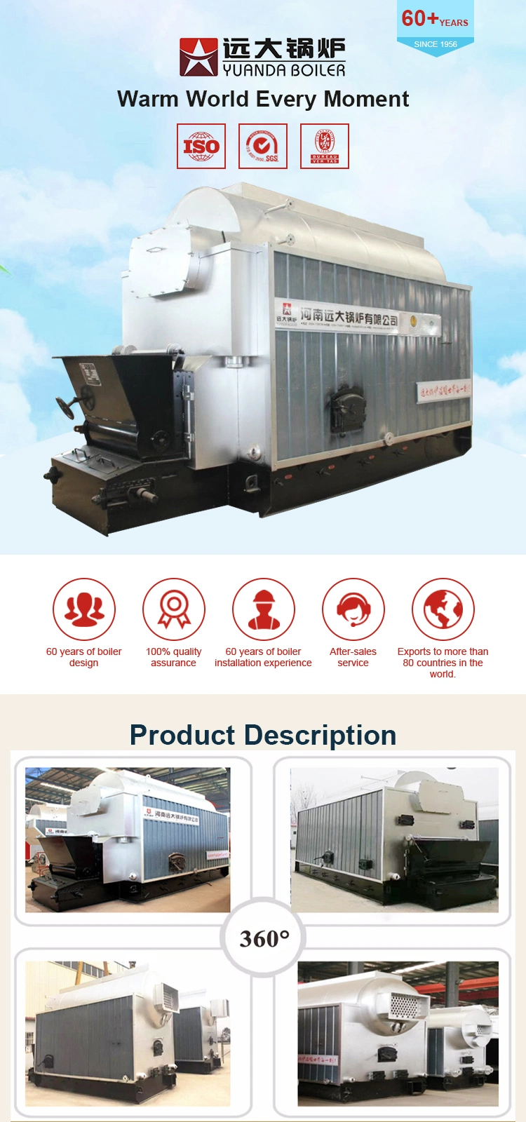 Atmospheric Pressure Horizontal Coal/Biomass Fired Hot Water Boiler