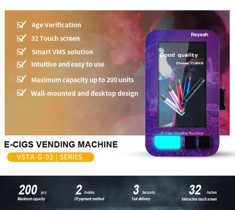 Hot Selling Age Verification Vape E-Cigarette Vending Machine with Age Recognition