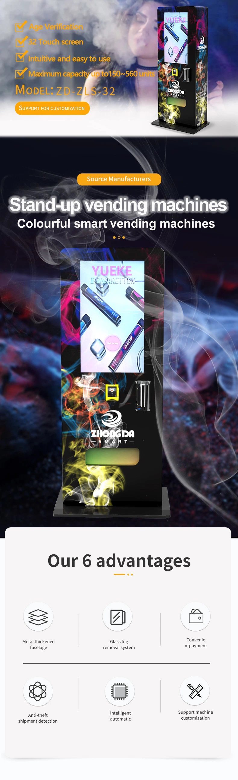 Hot Selling with Age Verification Vape E-Cigarette Vending Machine for USA Market