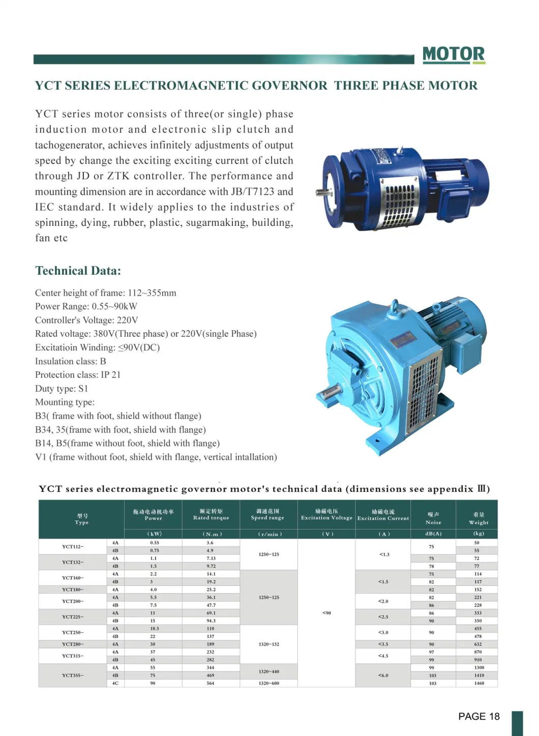 Hot Sale Yct 3 Phase Motor Electromagnetic Governor Speed Control Use Spinning Dying Machine