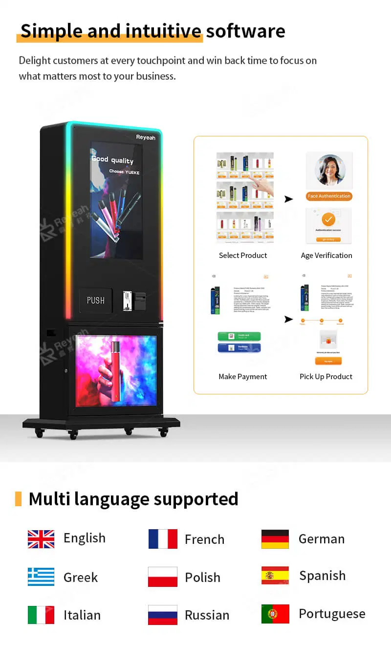 Custom 18 Aisle Age Recognition E Cigarette Vape Vending Machines