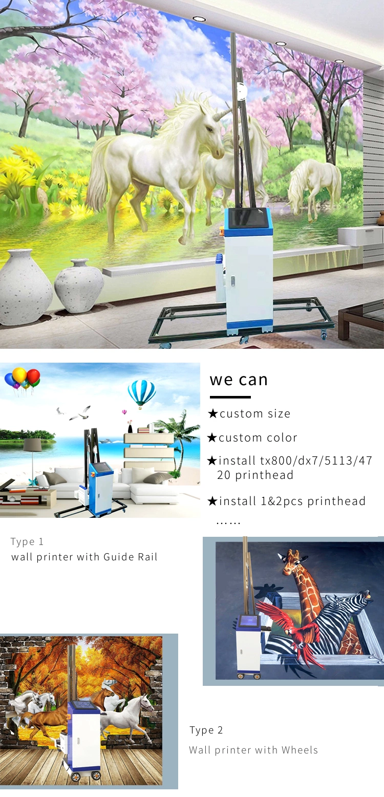 3D Effect Vertical Wall Art Inkjet Printer Price Direct to Wall Painting Printing Machine Portable Automatic Move by Wheel Wallpaper Painter