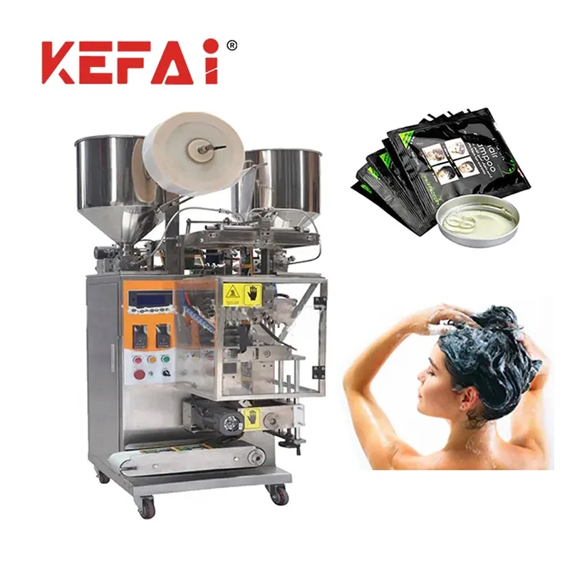 Kefai Automatic Color Hair Dyeing Cream Shampoo Twin Double Material Sachet Packaging Machine