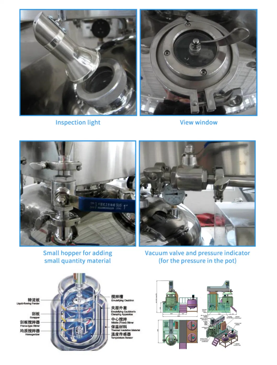 High Quality Customized Vacuum Emulsifier Mixer Machine for Cosmetics Cream