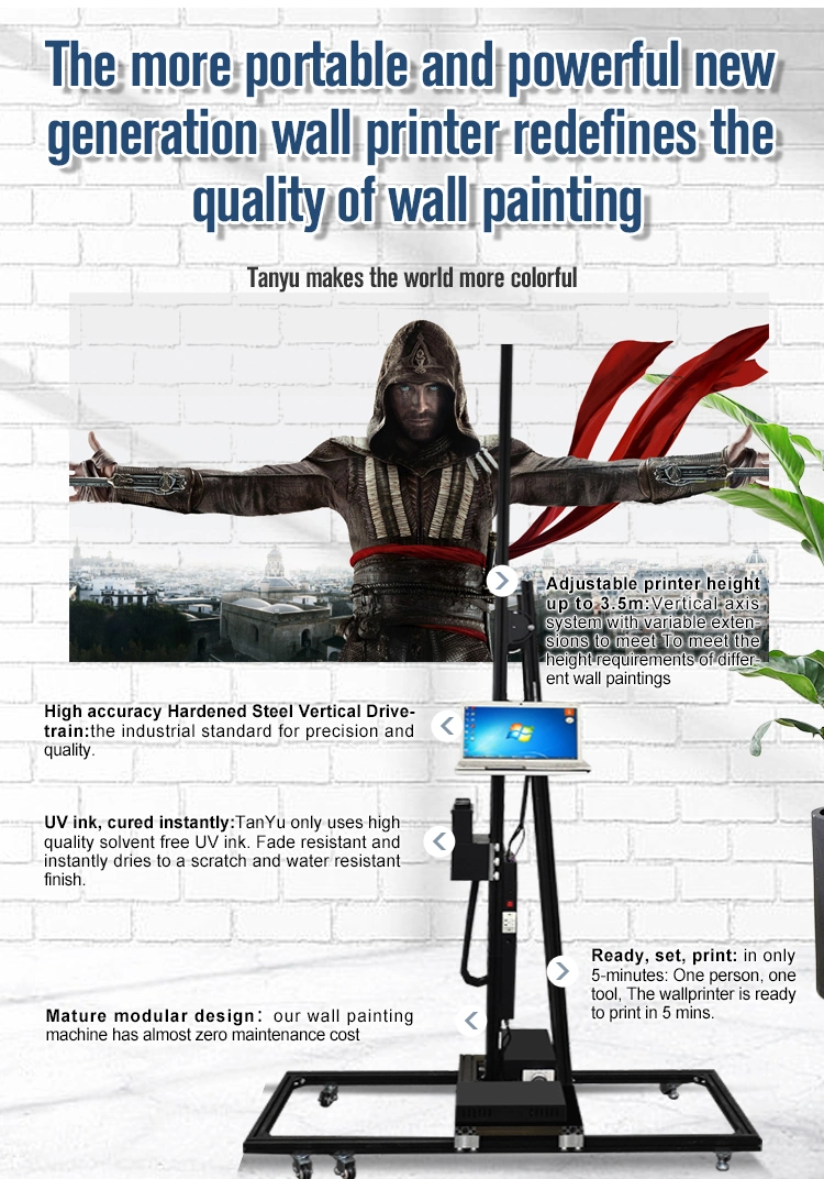 Superfast Performance 3D UV Inkjet Background Wall Painting and Printing Machine