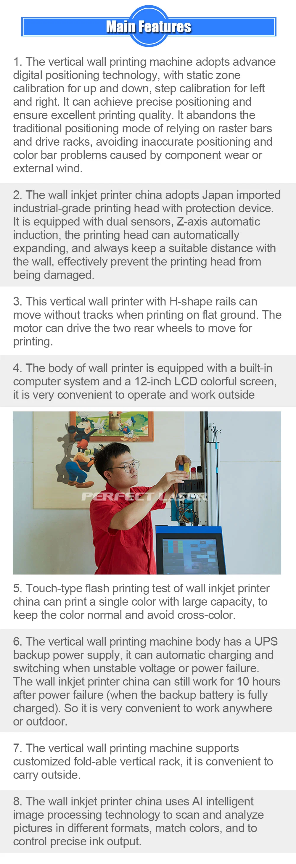 Factory 3D Wall Inkjet Printer 3D Wall Painting Machine Price Cmykw 5 Colors Vertical Wall Printing Machine