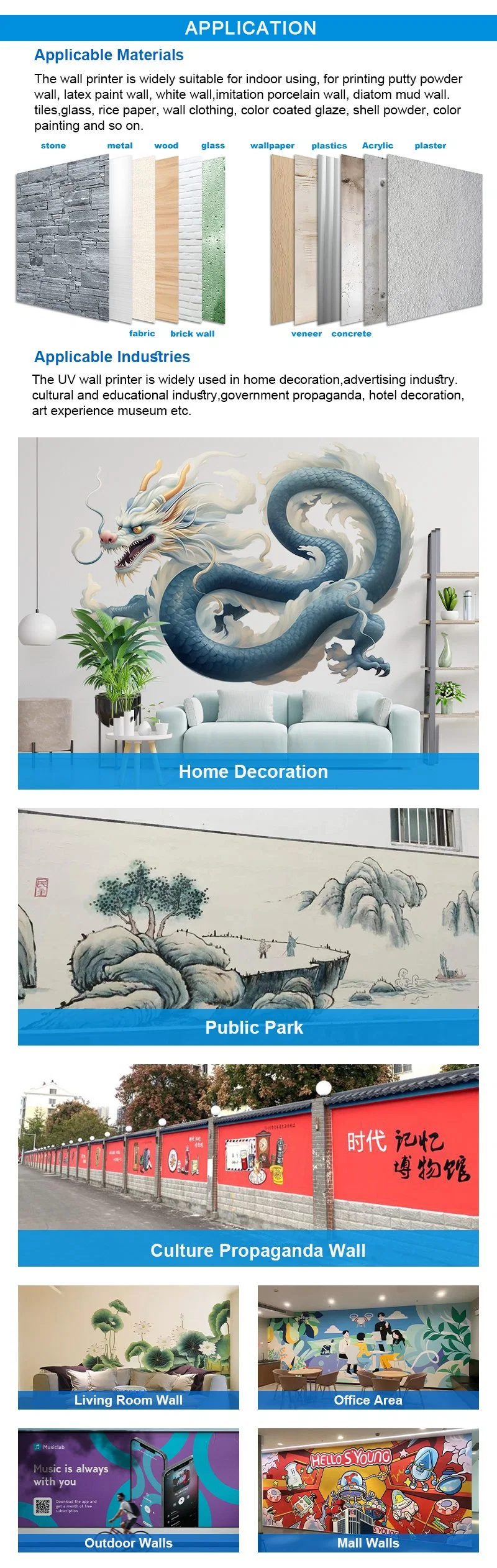 3D 5D 6D Effect Vertical Wall Art Inkjet Printer Price Direct to Wall Painting Printing Machine Portable Automatic Move by Wheel