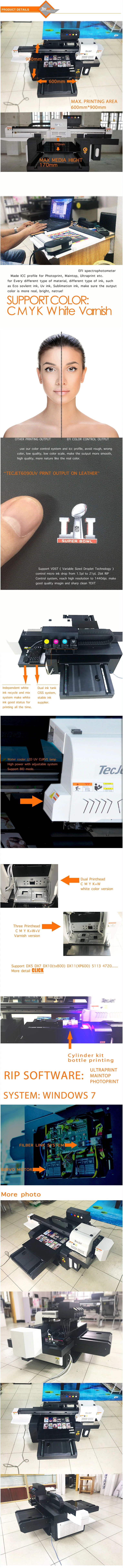 Tecjet6090 Dx5 Dx7 XP600 Super High Resolution Inkjet Printing Machine Oil Painting UV Printer