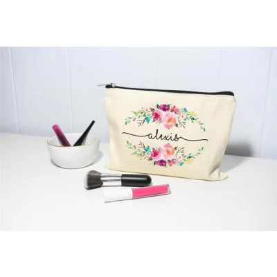 Creative Printed Canvas Zipper Large Capacity Storage Screen Printing Custom Pattern Handheld Makeup Bag