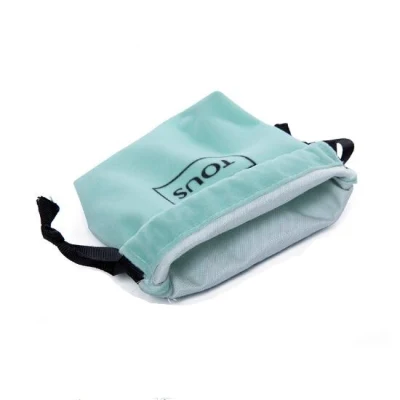 Custom Printed Black Velvet Jewellery Pouch with Drawstring