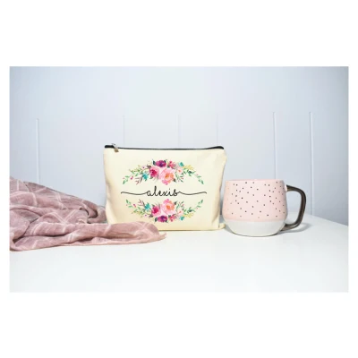 Creative Printed Canvas Zipper Large Capacity Storage Screen Printing Custom Pattern Handheld Makeup Bag