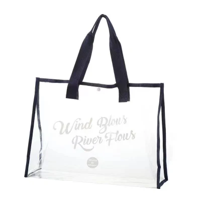 Waterproof PVC Clear Beach Shoulder Bag Fashionable Woman PVC Handbag Transparent Reusable OEM Plastic Shopping Tote Bag
