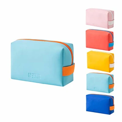 Designer Printing Blue Orange Neoprene Makeup Travel Bag Portable Cosmetic Pouch Abstract Art Color Mini Zipper Pouch