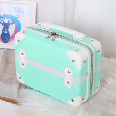  Beautiful Portable Suitcase ABS Small Luggage Bag Women&prime;s Cosmetic Case 14 Inch Mini Pink Storage Bag