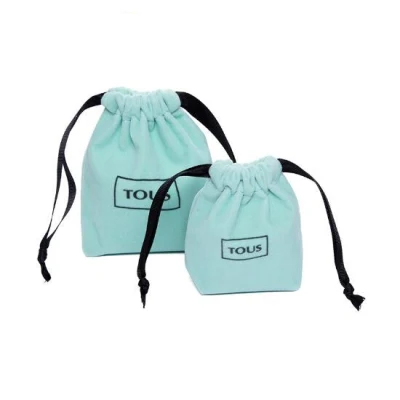 Custom Printed Black Velvet Jewellery Pouch with Drawstring