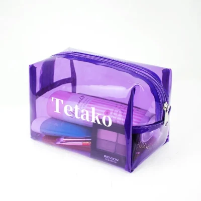  Women Bulk Makeup Pouch Transparent Neon PVC Waterproof Travel Toiletry Bags Plastic Clear Cosmetic Bag
