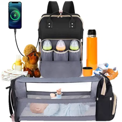 Diaper Bag Backpack with 5 in 1 Baby Diaper Bags for Girl and Boy Travel Foldable Baby Bed Multi Function