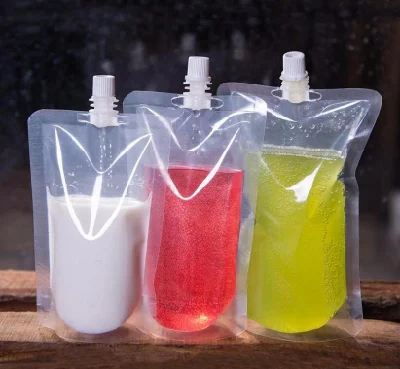  off-White Color Spout Pouch Different Size of Water Bags Leakproof Stand up Liquid Bag with Spout and Handle Food Packaging Container